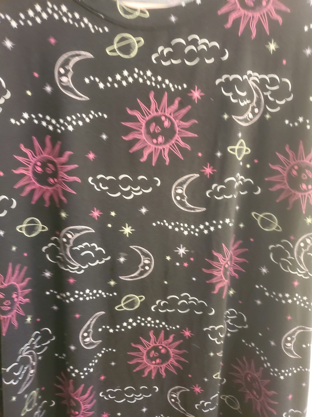 Joyspun Women's Black Nightshirt with Pink Sun & Celestial Print - Picture 13 of 13